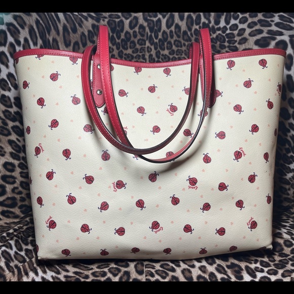 Coach Handbags - Large reversible Coach tote. Red with lady bugs.